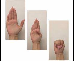 Trzy zdjęcia przedstawiające dłoń.