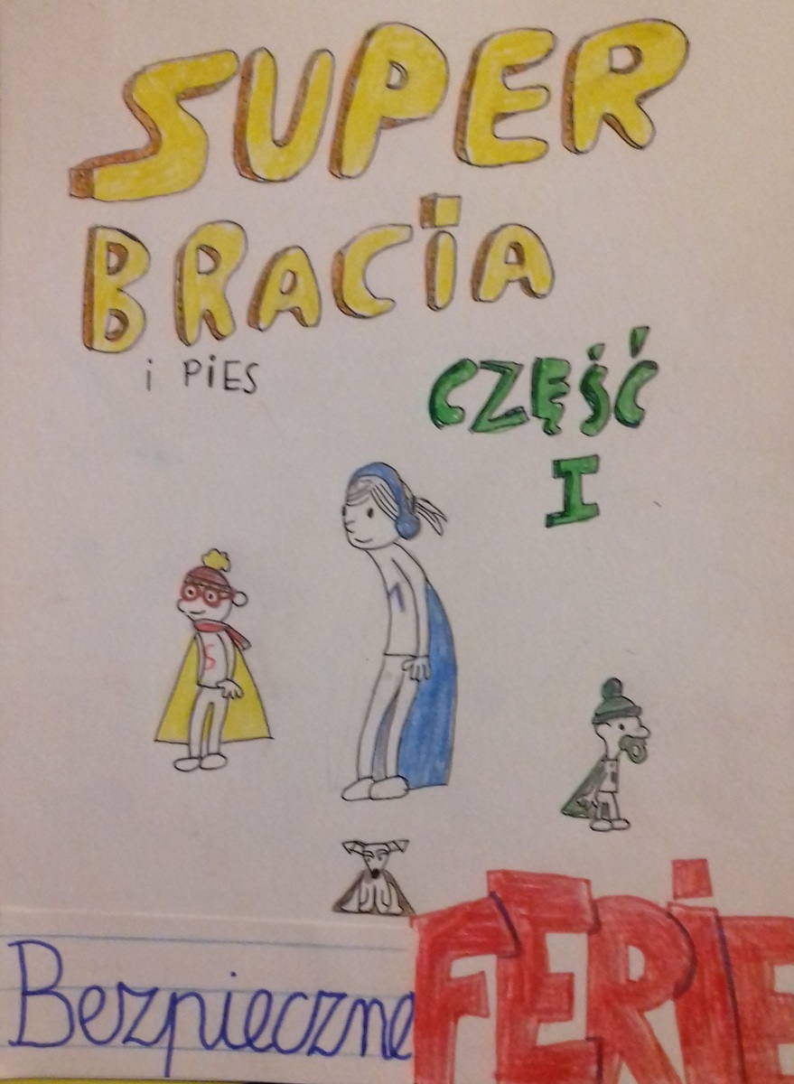 Zdjęcie pierwszej strony na którym przedstawiono czterech bohaterów.