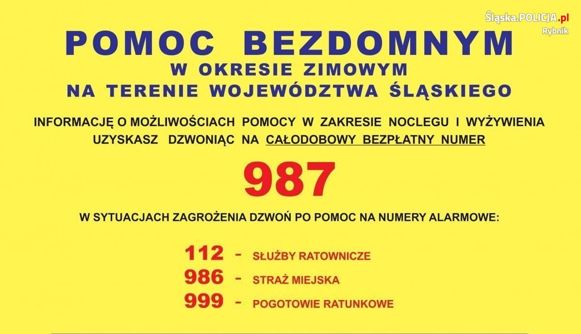 Plakat na którym widnieją numery alarmowe.