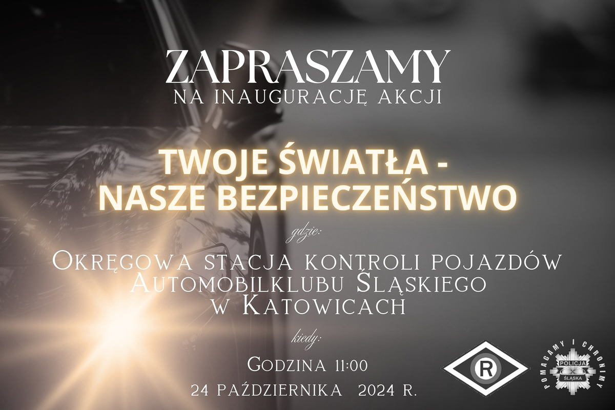 Zdjęcie plakatu z napisem "Twoje Światło - Nasze Bezpieczeństwo".