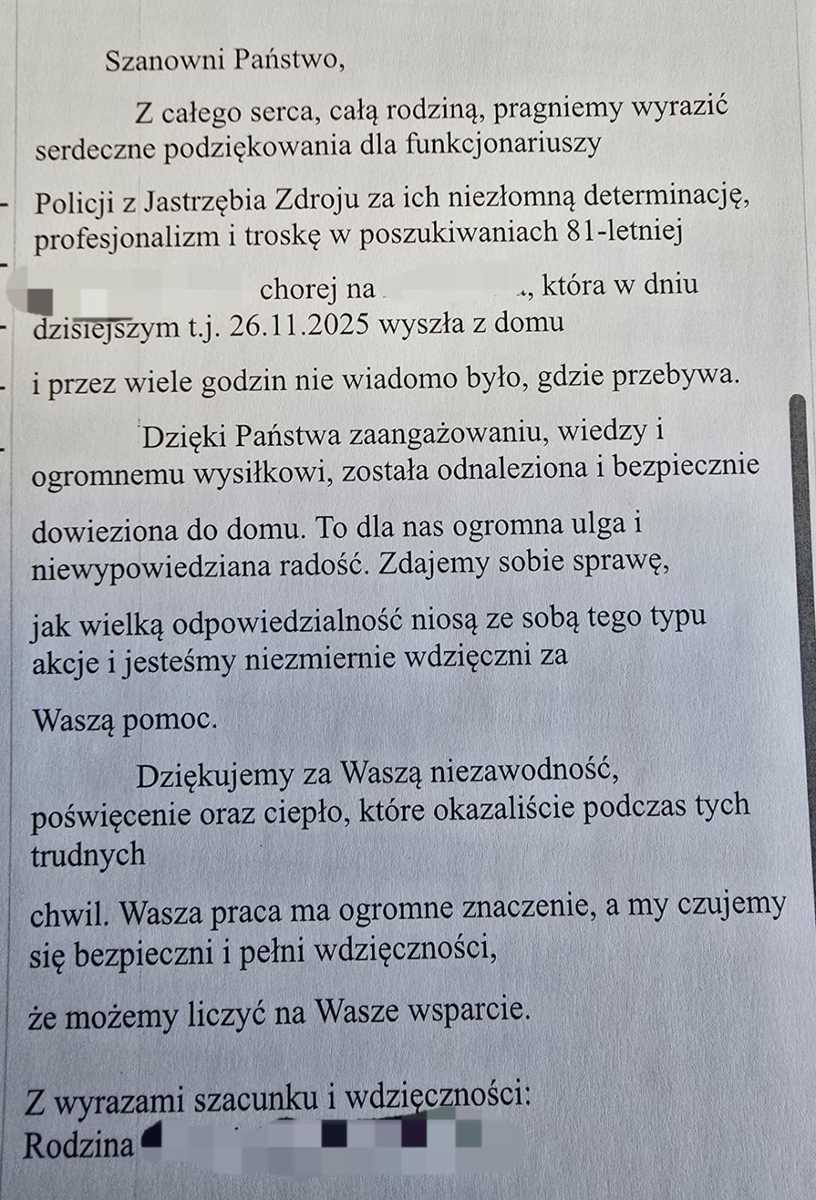 Zdjęcie podziękowań.