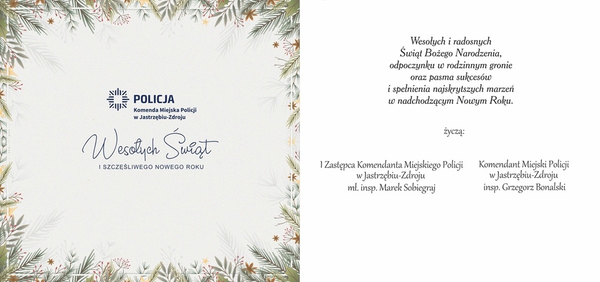 Kartka z życzeniami świątecznymi.