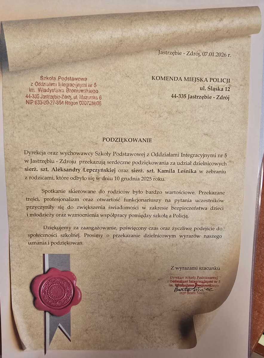 Zdjęcie podziękowań.