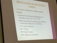 Zdjęcie kolorowe. Przestawiające numery gdzie można zadzwonić w sytuacji kryzysowej.