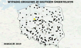 Mapa wypadków drogowych.