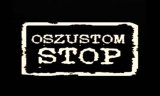 Zdjęcie kolorowe, przedstawiające logo akcji &quot;Oszustom stop&quot;