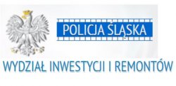 Zdjęcie kolorowe, przedstawiające napis Policja Śląska, Wydział Inwestycji i Remontów.