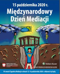 Zdjęcie kolorowe przedstawiające plakat &quot;Międzynarodowy Dzień Mediacji&quot;