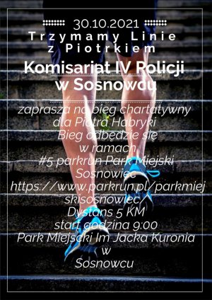 Zdjęcie kolorowe, przedstawiające plakat akcji na którym widać nogi mężczyzny, który biegnie.