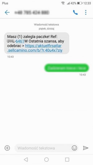 Zdjęcie przedstawiające treść sms-a.