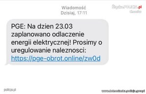 Zdjęcie przedstawiające treść sms-sa.