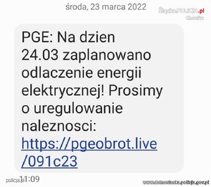 Zdjęcie przedstawiające treść sms-sa.