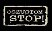 Plakat z napisem STOP OSZUSTOM.