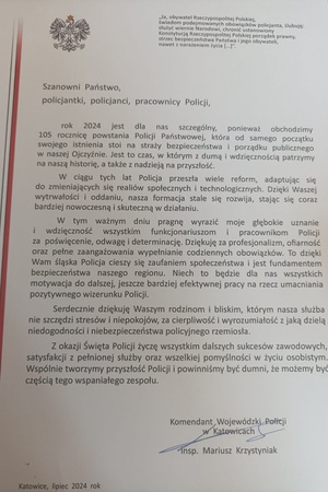 Zdjęcie przedstawiający List Gratulacyjny.