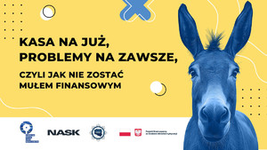 Plakat na którym widnieje osiołek.