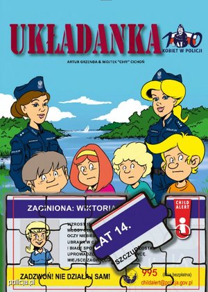 Okładka książki przedstawiająca 2 Policjantki oraz 4-ro dzieci.