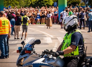Zdjęcie Policjanta oraz biegaczek.