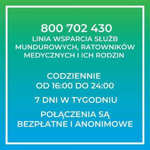 Plakat z numerem telefonu do linii wsparcia.