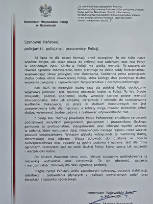 Zdjęcie listów gratulacyjnych.