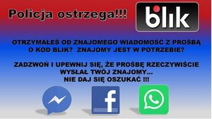 Zdjęcie plakatu na którym widoczne są ikony fb, whatsappa, messengera.