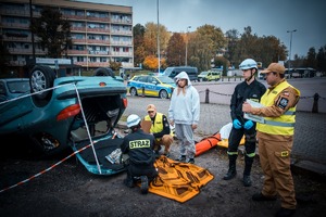 Zdjęcie przedstawiające uczestników biorących udział w wykonywanym zadaniu.