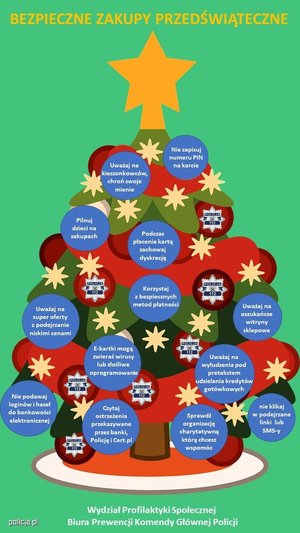 Plakat na której widnieje choinka.