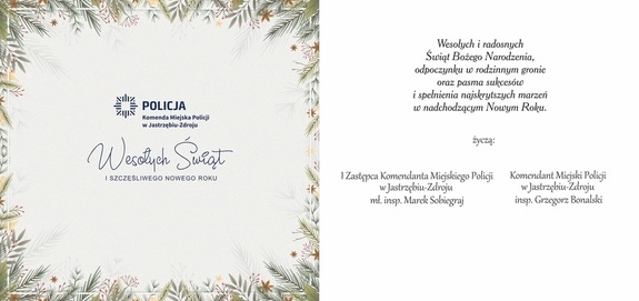 Kartka z życzeniami świątecznymi.