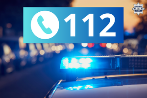 Zdjęcie policyjnego radiowozu oraz numeru 112.