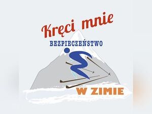 Plakat, na którym widzimy narciarza.