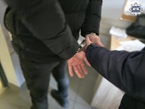 Osoba zatrzymana i policjant.