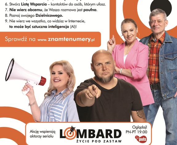 Plakat z napisem Znam te numery.